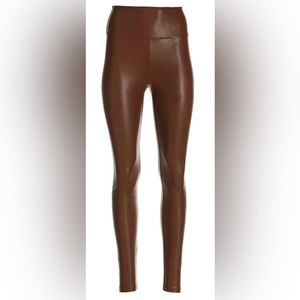Boston Proper faux leather pull on leggings, chocolate brown size S